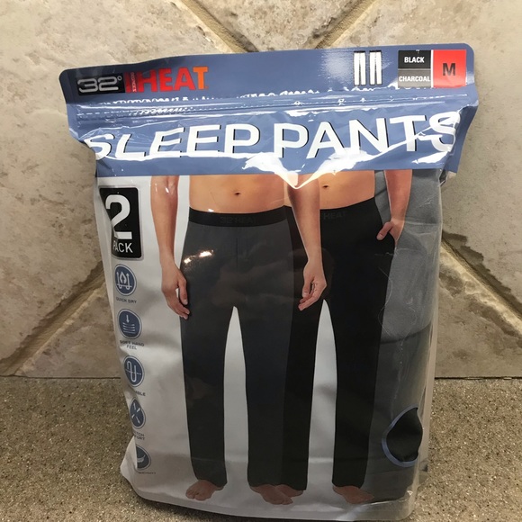 🆕 32 Degrees Heat Men's 2-Pack Sleep Pants (Black/Charcoal) - Picture 2 of 5